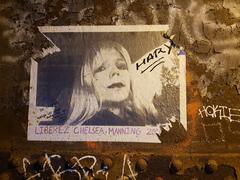 Free Chelsea Manning poster on a street in Montreal