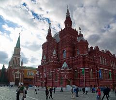 Red Square in Moscow with historical buildings and St. Basil's Cathedral