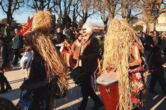 Occitan carnival with people in traditional costumes