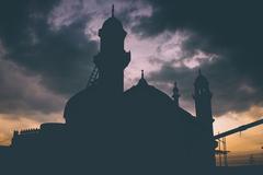 Silhouette of Dai Anga Mosque after heavy rainfall