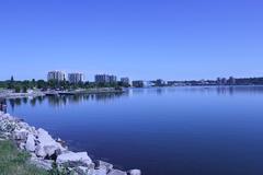 Barrie waterfront with boats and buildings in the background