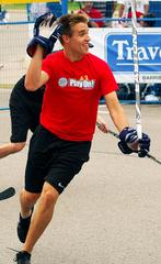 Aaron Ekblad at a community event in Barrie, Ontario