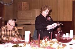 Arleigh Maitland, Gene Brown, and Nadine Brumell at 1976 Pioneer Club Christmas Dinner