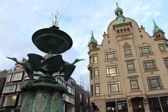 The Stork Fountain in Copenhagen's Amagertorv square depicting three storks about to set off