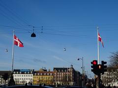 Two flags at Dronning Louises Bro in Copenhagen