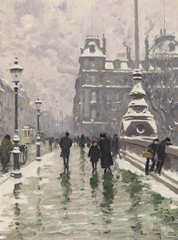 Winter day on Queen Louise's Bridge painting by Paul Fischer