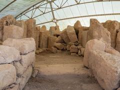 Hagar Qim ancient megalithic temple at sunset