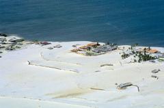 Aerial view of Caburé Village on the shore of Preguiças River in Barreirinhas, Maranhão, Brazil