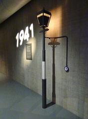 Street light with blackout marker from World War II in front of Frihedsmuseet