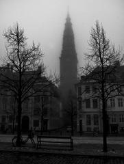 Fog over Copenhagen cityscape