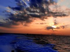 Beautiful Sunrise over Colombo Skyline from ocean