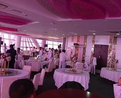 interior of Banquet Hall on the fourth floor of Colombo Lotus Tower with pink-tinted glass