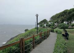 El Malecón coastal path in Miraflores, Lima, Peru along the Pacific Ocean