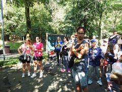 Participants walking during the historical walk at Horto Florestal in São Paulo on April 27, 2019