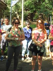 Participants walking in Horto Florestal de São Paulo during the historical hike on April 27, 2019