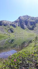 Panoramic view of Lac du Brévent in Réserve naturelle nationale des Aiguilles Rouges