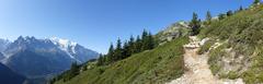 Chemin des Grand Bois trail between Argentiere and Lac des Cheserys