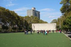 Cadman Plaza Park with Brooklyn War Memorial in Brooklyn, New York