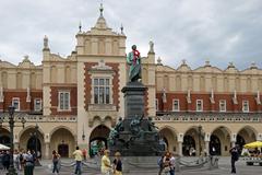 Adam Mickiewicz monument in Main Market Square, Old Town, Krakow, Poland