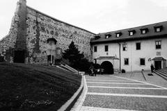 entrance of Tyniec monastery with historical architecture