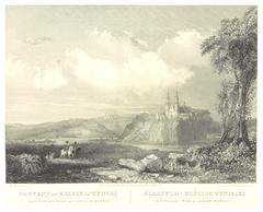 Monastery and church of Tyniec on the banks of the Vistula in 1839