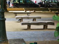 stone benches in Square Gabriel-Pierné, Paris