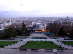 view from Montmartre towards the north with Louise Michel Square at the bottom of Place Saint-Pierre stairs in Paris