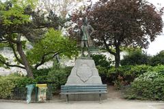 Statue of Chevalier de la Barre in Square Nadar, Montmartre, Paris