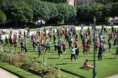 people exercising at Square Saint-Lambert in Paris