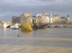 Paris Ier Square du Vert-Galant during January 2018 flood