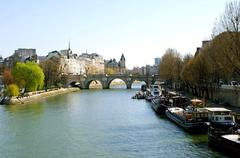 Paris Seine River and Pont Neuf Ile de La Cité view