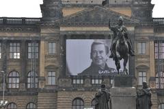 Picture of President Václav Havel on National Museum building