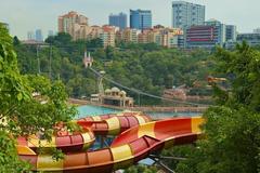 Sunway Lagoon viewed from Sunway Pyramid with surrounding buildings