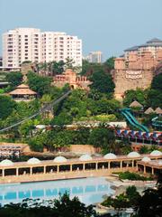 Sunway Lagoon water park in Selangor, Malaysia with various slides and pools