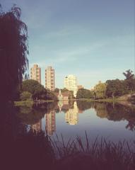 Eastward view of Harlem Meer in Central Park, New York City