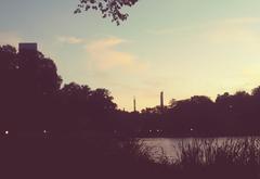 Harlem Meer at dusk in Central Park