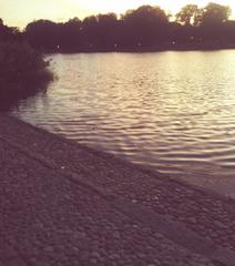 Harlem Meer in Central Park at dusk