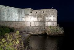 Fort Bokar at night in Dubrovnik, Croatia