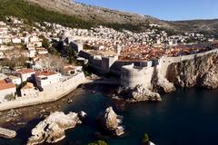 Dubrovnik coastline with historic Lovrijenac Fort and Gradac Park