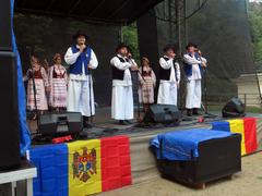 Romanian Festival in Prague with people in traditional attire on September 11, 2022