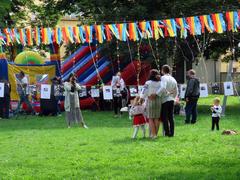 People dressed in traditional Romanian attire performing at the Prague Romanian Festival