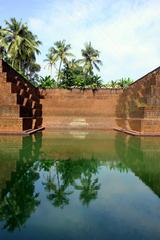 Thalassery temple pond with stone steps