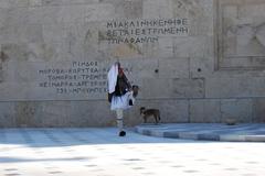 changing of the guard at the Greek Parliament in Athens on August 2, 2009