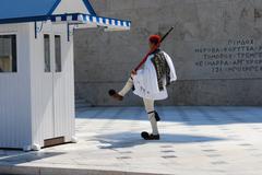 Greek Parliament guard change ceremony in Athens on August 2, 2009