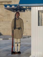 Evzone guard at the Tomb of the Unknown Soldier in Athens