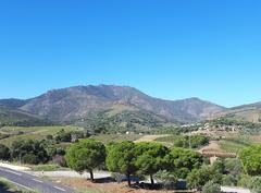 Tour Madeloc ridge seen from the east in Port-Vendres, France, facing the Mediterranean Sea