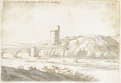 View of Tour Philippe-le-Bel and Pont Saint-Bénezet at Villeneuve-lès-Avignon