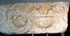 Ancient Roman frieze with kantharos at Vesunna Museum in Périgueux