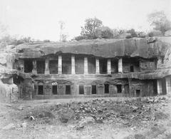 General view of the facade of the Rani Gumpha, Udayagiri, a photo by Alexander E. Caddy, 1895