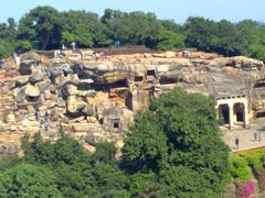 Aerial view of Khandagiri and Udaygiri Caves